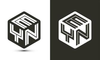 EYN letter logo design with illustrator cube logo, vector logo modern alphabet font overlap style.