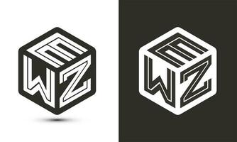 ewz letra logo diseño con ilustrador cubo logo, vector logo moderno alfabeto fuente superposición estilo.