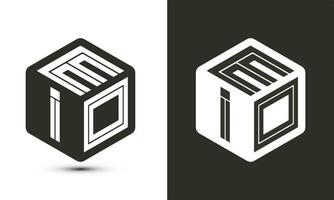 eio letra logo diseño con ilustrador cubo logo, vector logo moderno alfabeto fuente superposición estilo.