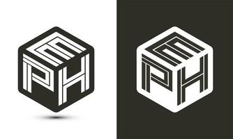 EPH letter logo design with illustrator cube logo, vector logo modern alphabet font overlap style.