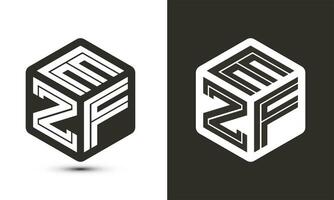 EZF letter logo design with illustrator cube logo, vector logo modern alphabet font overlap style.