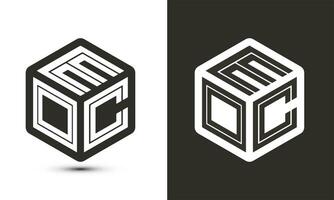 eoo letra logo diseño con ilustrador cubo logo, vector logo moderno alfabeto fuente superposición estilo.