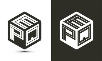 EPQ letter logo design with illustrator cube logo, vector logo modern alphabet font overlap style.