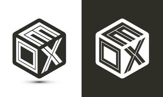 EOX letter logo design with illustrator cube logo, vector logo modern alphabet font overlap style.