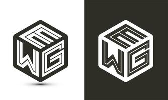 ewg letra logo diseño con ilustrador cubo logo, vector logo moderno alfabeto fuente superposición estilo.