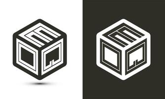 eoq letra logo diseño con ilustrador cubo logo, vector logo moderno alfabeto fuente superposición estilo.