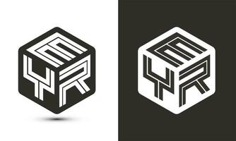 EYR letter logo design with illustrator cube logo, vector logo modern alphabet font overlap style.