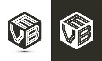 EVB letter logo design with illustrator cube logo, vector logo modern alphabet font overlap style.