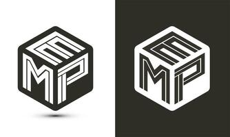 EMP letter logo design with illustrator cube logo, vector logo modern alphabet font overlap style.