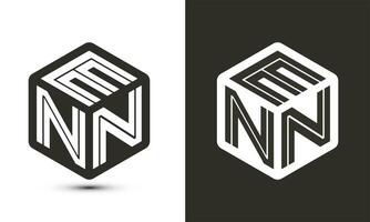 enn letra logo diseño con ilustrador cubo logo, vector logo moderno alfabeto fuente superposición estilo.