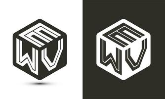 EWV letter logo design with illustrator cube logo, vector logo modern alphabet font overlap style.