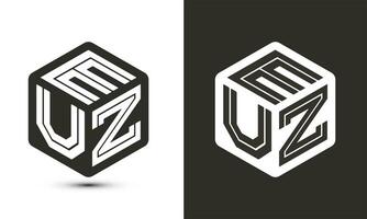 euz letra logo diseño con ilustrador cubo logo, vector logo moderno alfabeto fuente superposición estilo.