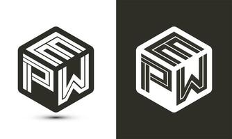 epw letra logo diseño con ilustrador cubo logo, vector logo moderno alfabeto fuente superposición estilo.