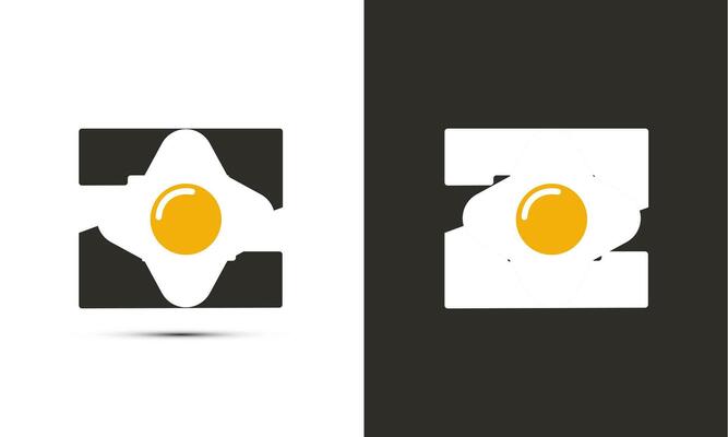 Modern illustration logo design initial Z combine with fried egg.