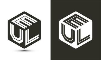 EUL letter logo design with illustrator cube logo, vector logo modern alphabet font overlap style.