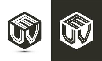 EUV letter logo design with illustrator cube logo, vector logo modern alphabet font overlap style.