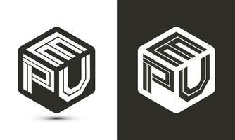 EPU letter logo design with illustrator cube logo, vector logo modern alphabet font overlap style.