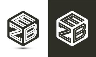 EZB letter logo design with illustrator cube logo, vector logo modern alphabet font overlap style.