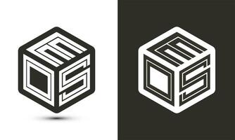 Eos letter logo design with illustrator cube logo, vector logo modern alphabet font overlap style.