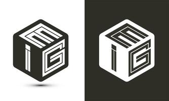 EIG letter logo design with illustrator cube logo, vector logo modern alphabet font overlap style.