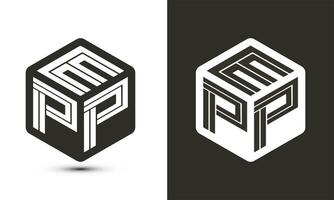 EPP letter logo design with illustrator cube logo, vector logo modern alphabet font overlap style.