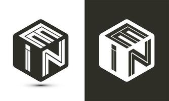 EIN letter logo design with illustrator cube logo, vector logo modern alphabet font overlap style.