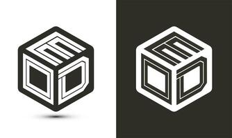 EOD letter logo design with illustrator cube logo, vector logo modern alphabet font overlap style.