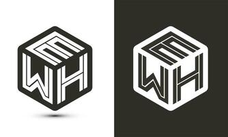 EWH letter logo design with illustrator cube logo, vector logo modern alphabet font overlap style.