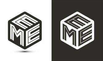 eme letra logo diseño con ilustrador cubo logo, vector logo moderno alfabeto fuente superposición estilo.