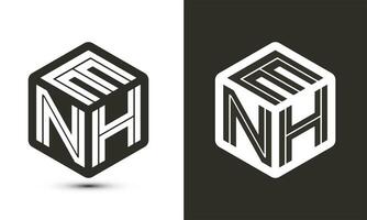 ENH letter logo design with illustrator cube logo, vector logo modern alphabet font overlap style.