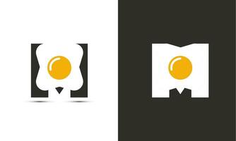 Modern illustration logo design initial M combine with fried egg. vector