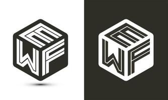 EWF letter logo design with illustrator cube logo, vector logo modern alphabet font overlap style.