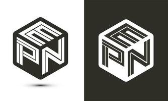 epn letra logo diseño con ilustrador cubo logo, vector logo moderno alfabeto fuente superposición estilo.