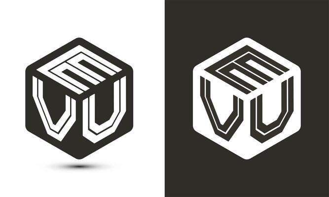 EVU letter logo design with illustrator cube logo, vector logo modern alphabet font overlap style.