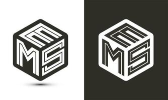 ems letra logo diseño con ilustrador cubo logo, vector logo moderno alfabeto fuente superposición estilo.
