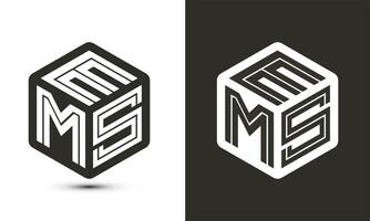 EMS letter logo design with illustrator cube logo, vector logo modern alphabet font overlap style.
