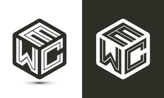 ewc letra logo diseño con ilustrador cubo logo, vector logo moderno alfabeto fuente superposición estilo.