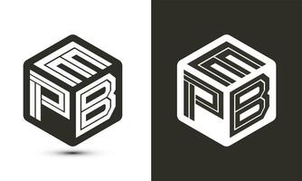 EPB letra logo diseño con ilustrador cubo logo, vector logo moderno alfabeto fuente superposición estilo.