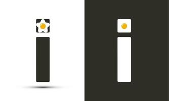 Modern illustration logo design initial i combine with fried egg. vector