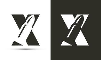 Modern illustration logo design initial X combine with bullet. vector