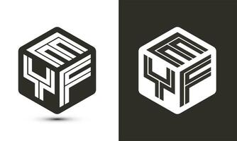 EYF letter logo design with illustrator cube logo, vector logo modern alphabet font overlap style.