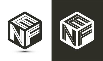 enf letra logo diseño con ilustrador cubo logo, vector logo moderno alfabeto fuente superposición estilo.