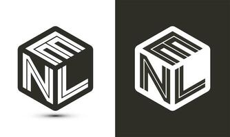 enl letra logo diseño con ilustrador cubo logo, vector logo moderno alfabeto fuente superposición estilo.