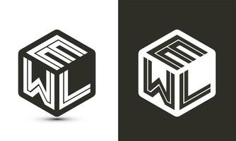 ewl letra logo diseño con ilustrador cubo logo, vector logo moderno alfabeto fuente superposición estilo.