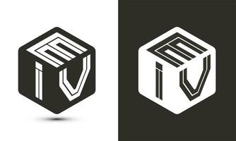 EIV letter logo design with illustrator cube logo, vector logo modern alphabet font overlap style.