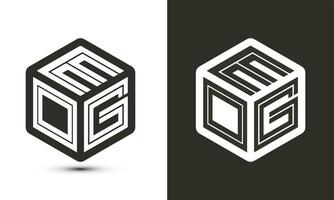 eog letra logo diseño con ilustrador cubo logo, vector logo moderno alfabeto fuente superposición estilo.