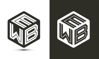 EWB letter logo design with illustrator cube logo, vector logo modern alphabet font overlap style.