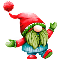 AI generated Christmas gnome watercolor illustration clipart isolated png