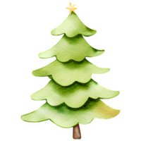 AI generated Christmas tree watercolor clipart png