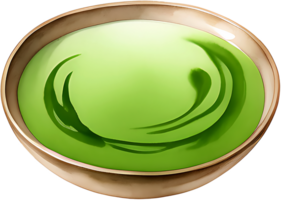 AI generated Watercolor Matcha Green Tea Cup or neem juice objects isolated on a clear PNG background, Green Neem juice in a pot